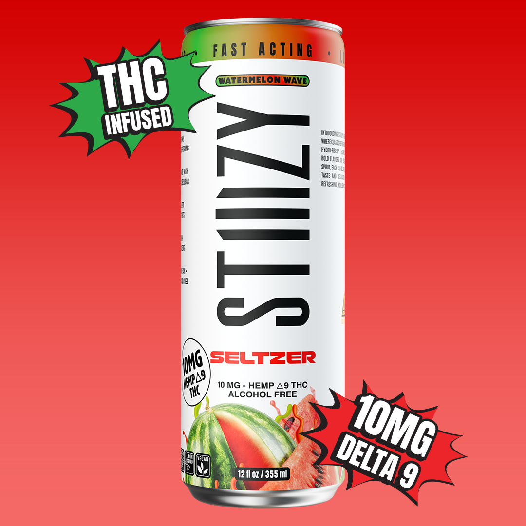 Watermelon Wave Seltzer - STIIIZY Hemp-Derived THC drink  STIIIZY Seltzer