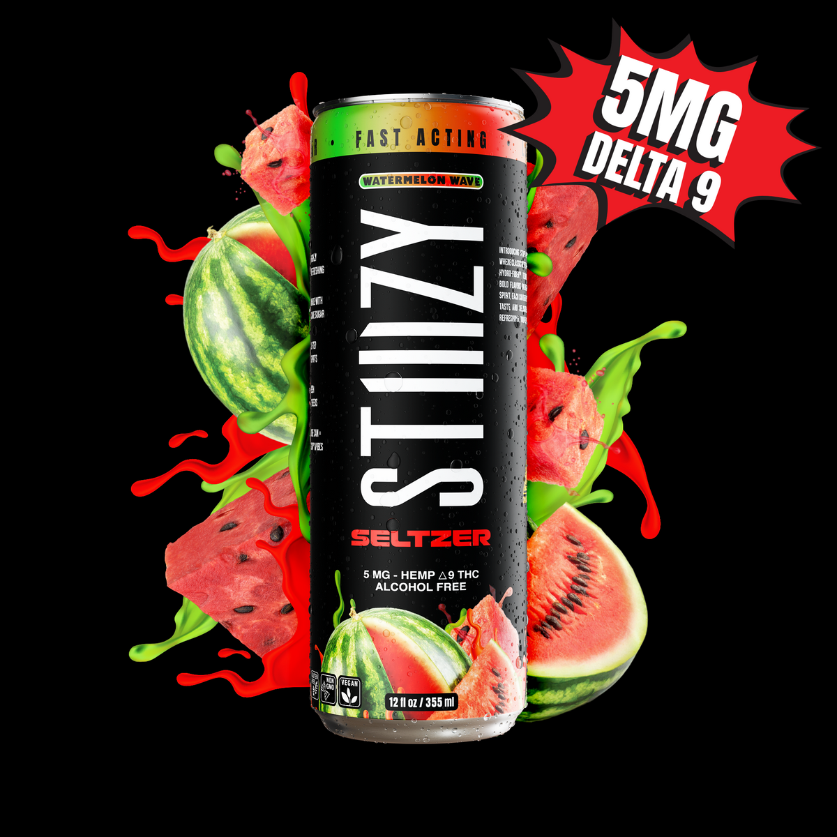 Hemp derived thc drink watermelon wave seltzer stiiizy seltzer